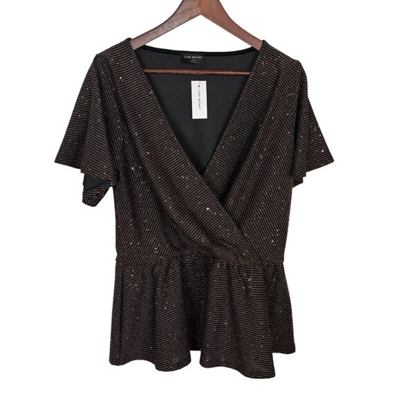 NWT Lane Bryant Copper Classic Flutter-Sleeve V-Neck Peplum Top Women's 14/16 - Picture 4 of 8